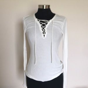 Express v-neck with tie up front